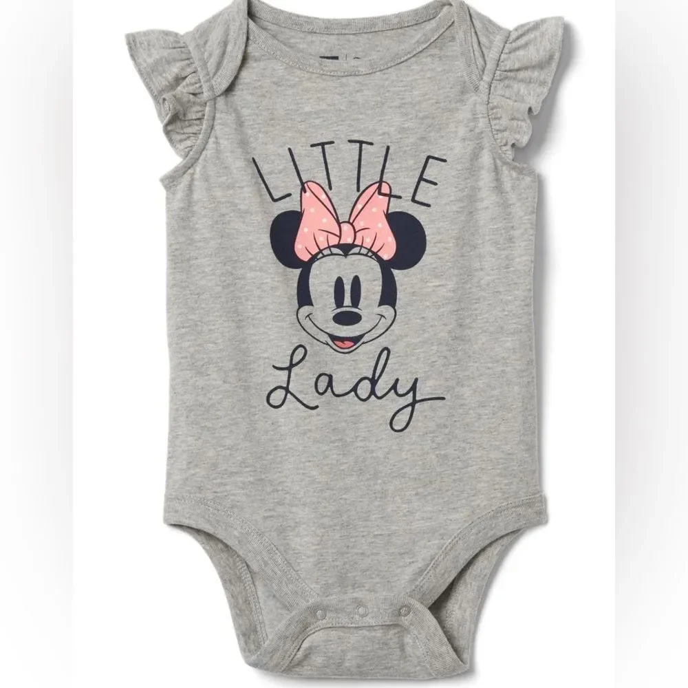 Baby Gap Disney Baby Minnie Mouse Short Flutter Sleeve Bodysuit. 6-12 Months.